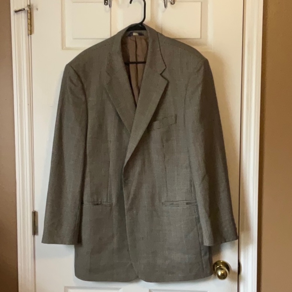 Brooks Brothers 346 Men’s 100% Wool Brown Plaid 2 Button Blazer Size 46L